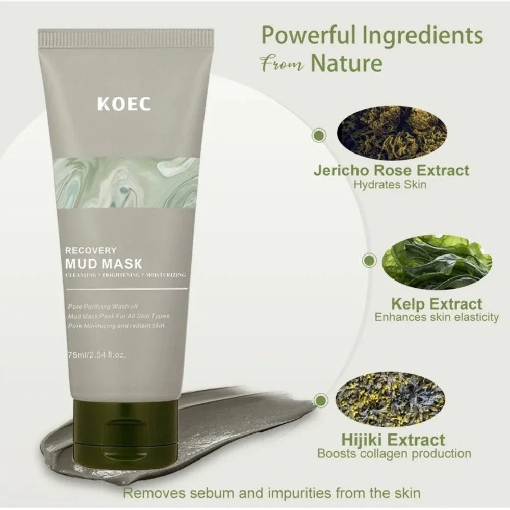KOEC Recovery Mud Mask 75ml Pore Purifying Brightening Moisturizing Wash Off
